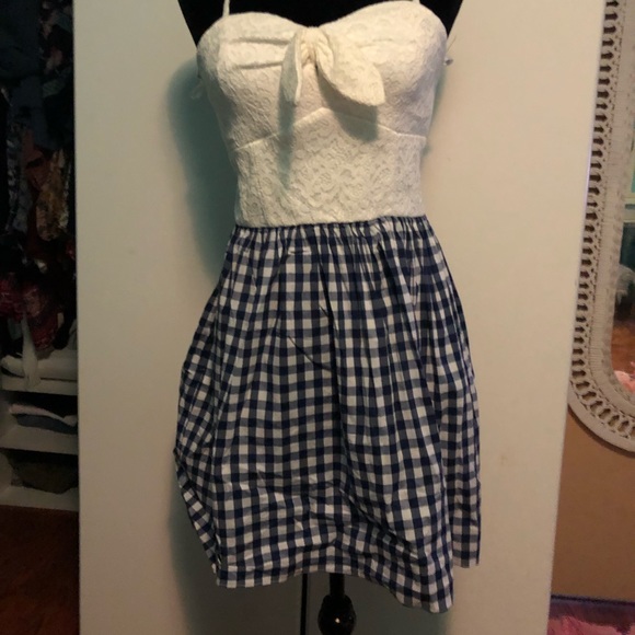 BCX Dresses & Skirts - New dress white top black/white checkered bottom